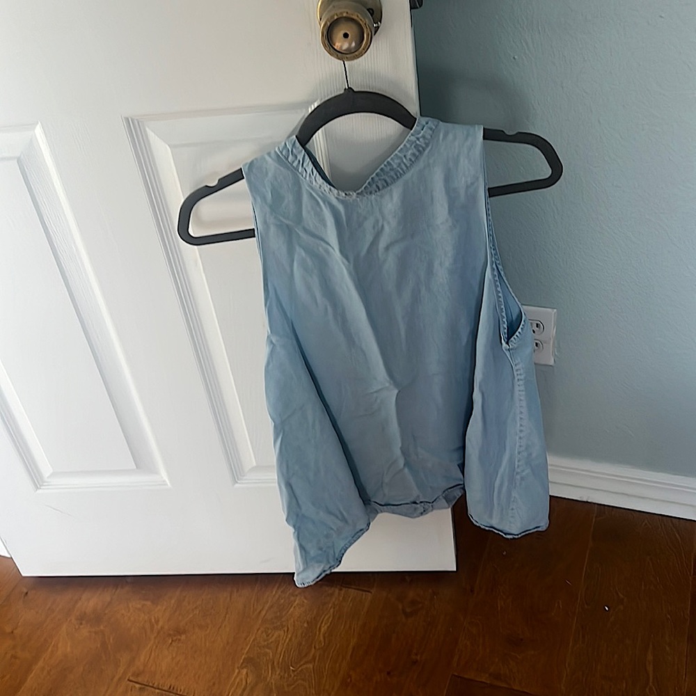 Denim high neck shirt